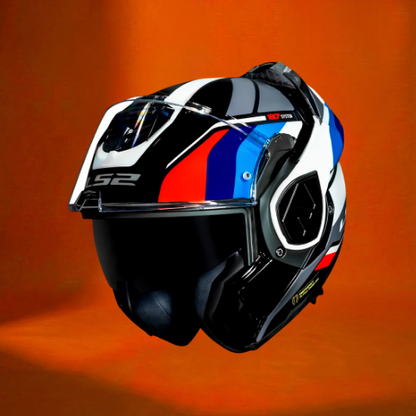 Casque Modulable LS2 FF906 Advant Blanc Bleu Rouge – Design Sportif & Protection | Moto Fusion Maroc